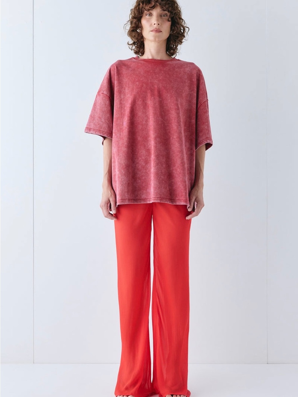 VRG GRL Remi Sheer Pants Red